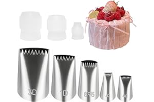 6 Pcs Flower Piping Tips Set with Coupler Petal & Rose Piping Tips 102, 103, 104, 124, 127, for Cake Decorating, Floral Desig