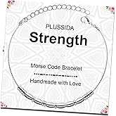 PLUSSIDA Stainless Steel Beaded Morse Code Bracelets for Women and Men Strength Bracelet Unique Gift Funny Bracelets Inspirational Gifts for Women Men Friendships Birthday Gifts for Best Friends BFF