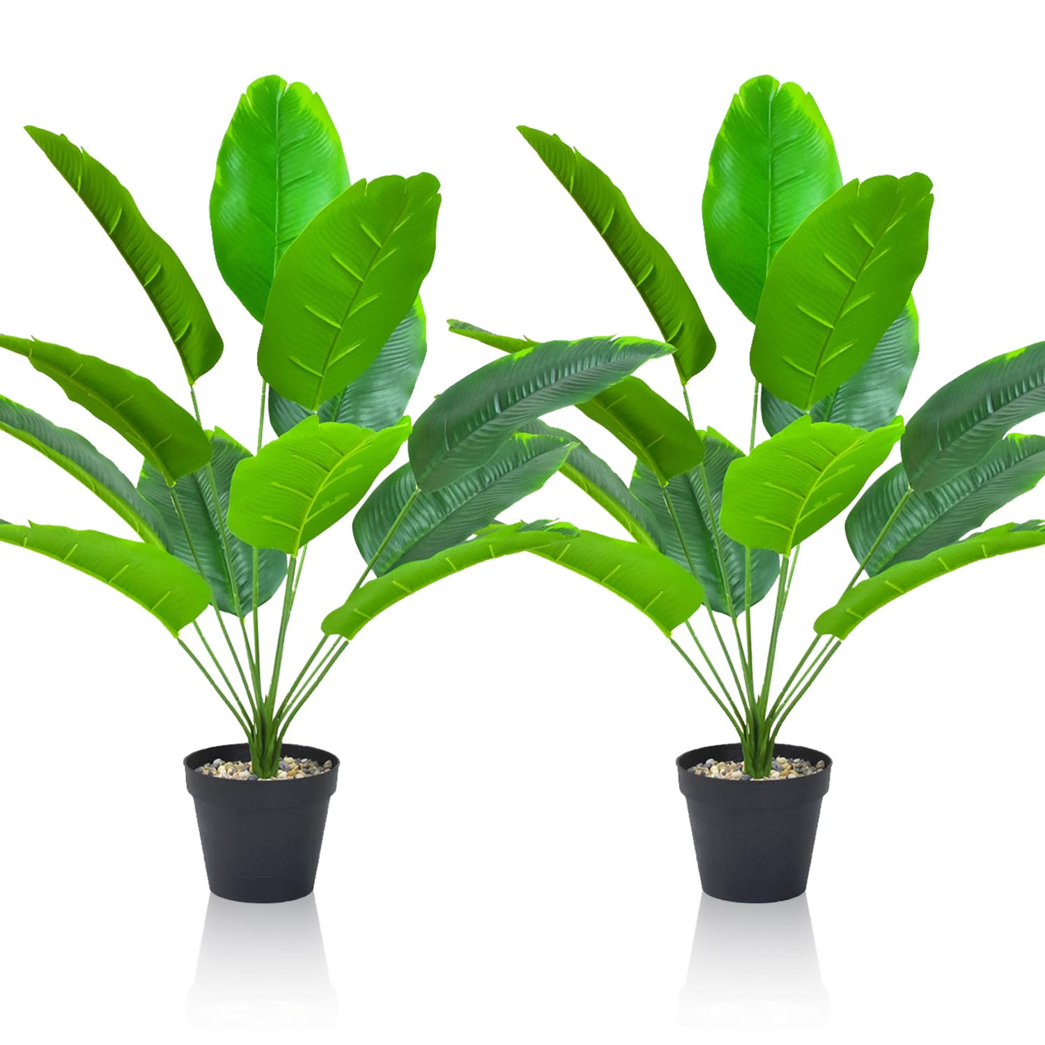 Lighterday Set of 2 Artificial Fake Plants Indoor Decorative Large Faux Plants Artificial Banana Tree Tall Plastic Plants for Office Home Indoor Outdoor Decor
