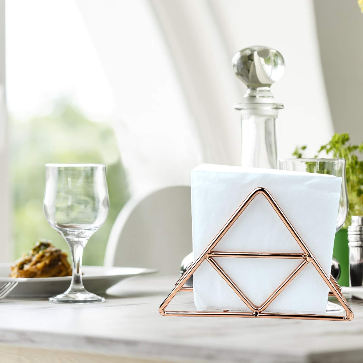 Napkin Holder for Table, Stainless Steel Tissue Dispenser Organizer for Dinner Tables, Kitchen Countertops (Rose gold): Kitchen & Dining