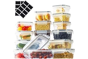 24 PCS Food Storage Containers with Lids (12 Containers & 12 Lids), Reusable Plastic Food Containers for Kitchen Storage and 