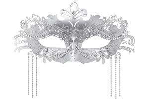 Coddsmz Women Masquerade Mask with Rhinestone Chains Venetian Mask Mardi Gras Decoration for Carnival Party Costume Masks