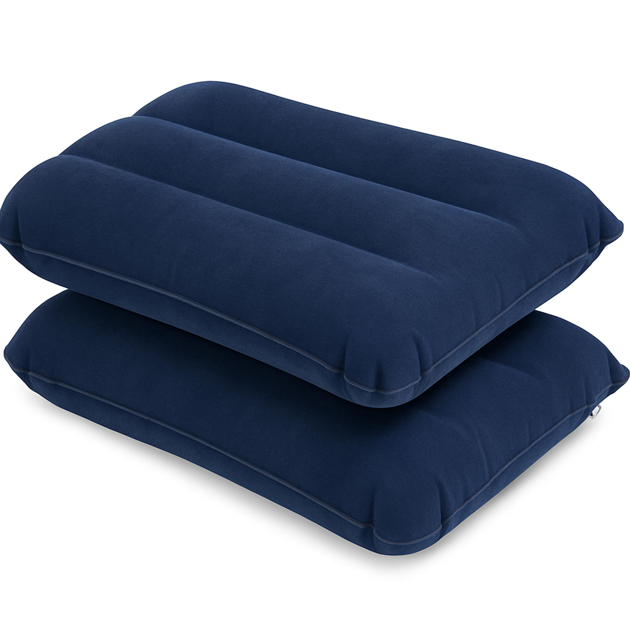 LUPO Inflatable Camping Pillows 2 Pack - Blow Up Travel Pillow & Sunbed Pillow - Waterproof Flocked Air Cushion for Camping, Beach & Sun Lounger - Compact 45x25cm