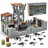ZHX Military Base Building Brick Set for Army Minifigure War Accessories, Defence Base Guard Tower Guns Weapons Building Bloc