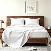 USXIBEI Queen Size 4 Piece Sheet Set - Breathable &amp; Cooling Sheets-White | Hotel Luxury Bedding, Microfiber Sheets Set, 14-inch Deep Pocket,Easy-Fit,Lightweight,Ultra-Soft, Fade Resistant, Oeko-Tex