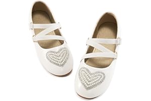Reimferce Girls Dress Shoes Flats: Little Kid Princess Flat for Birthday Wedding - Toddler Ballerina Shoe for School Walking
