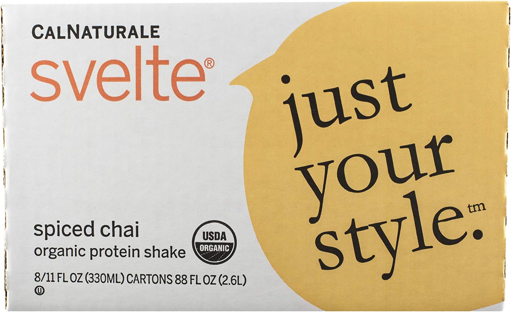 Svelte Organic Protein Shake, Spiced Chai, 11 Fl Oz (Pack of 8)