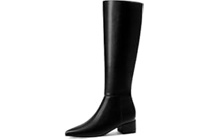 Knee High Boots for Women 2 In Chunky Block Heels Fall Boots Pointed Toe Long Boots with Side Zipper Tall Boots Low Heels
