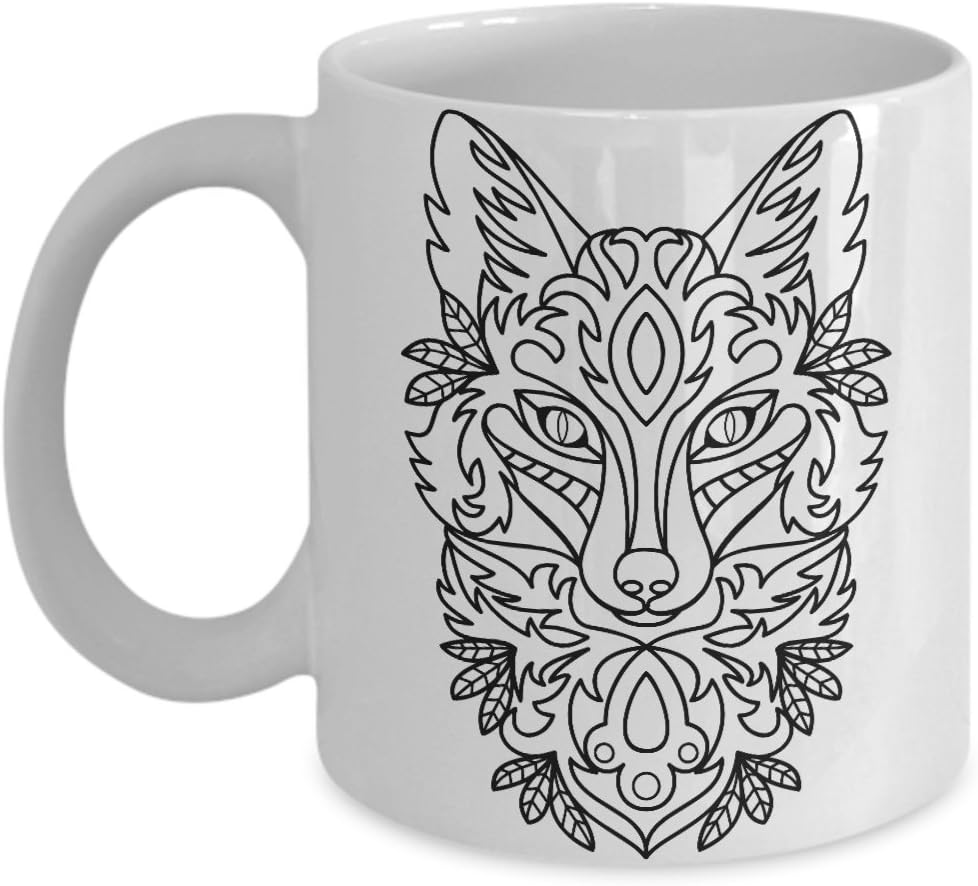 Wild Fox Coffee Mug - Animal Gift - Psychedelic Abstract Art Trip Tea Cup