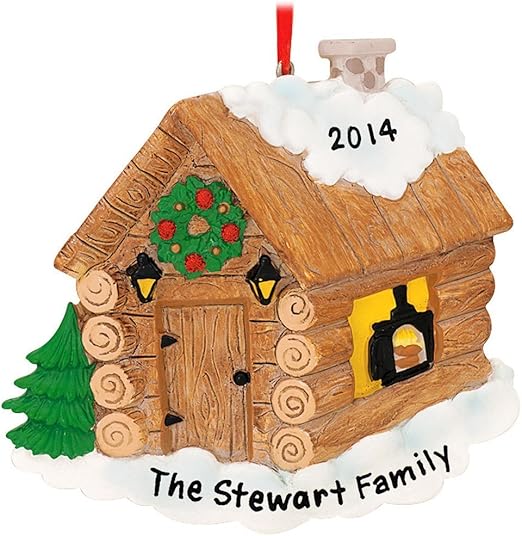 Amazon Com Log Cabin Personalized Christmas Tree Ornament Home