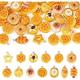 Pandahall 40Pcs Resin Bread Charm 3D Imitation Baking Bread Charms Cute Donuts Buns Breakfast Food Pendants Dangle Charms for DIY Jewelry Making Necklaces Earring Keychains Craft