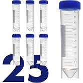 Kashi Scientific 50mL Self Standing Centrifuge Tubes with Screw Cap Lid, Lab Grade Polypropylene Plastic, Skirted, Printed Graduation, Write-on Spot [50mL Self-Standing, 25]