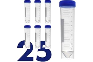 Kashi Scientific Self Standing Centrifuge Tubes 50mL, [25 Pack] Plastic Test Tube with Screw Caps, 50mL Sterile Test Tubes with Lids, 50 mL Skirted Tubes with Printed Graduation and Write-on Spot