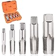 5-Piece NPT Pipe Tap Set, Professional Pipe Taps Set, Precision Threading Tool Kit for Pipe Taper Threads, Carbon Steel NPT Tap Set with Storage Case, Sizes Includes 1/8", 1/4", 3/8", 1/2" and 3/4"