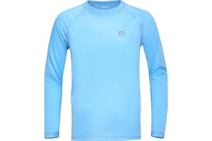 DRONIRING Kids Fishing Sun UV Shirt - 1 or 2 Pack Outdoor Boys Long Sleeve Lightweight Running Swimming Rash Guard Shirts