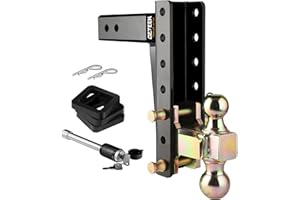 GETEEN Adjustable Trailer Hitch, Fits 2.5 Inch Receiver, 8 Inch Drop Hitch, Dual-Ball(2'', 2-5/16''), 18,500 LBS GTW, Heavy Duty Trailer Hitch for Truck, Gold
