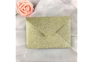 Lucky Star 25 PCS A7 Light Gold Sparkle Glitter Envelopes,5.35 x 7.7 inches, Perfect for 5x7 Weddings,Invitation Cards,Birthd