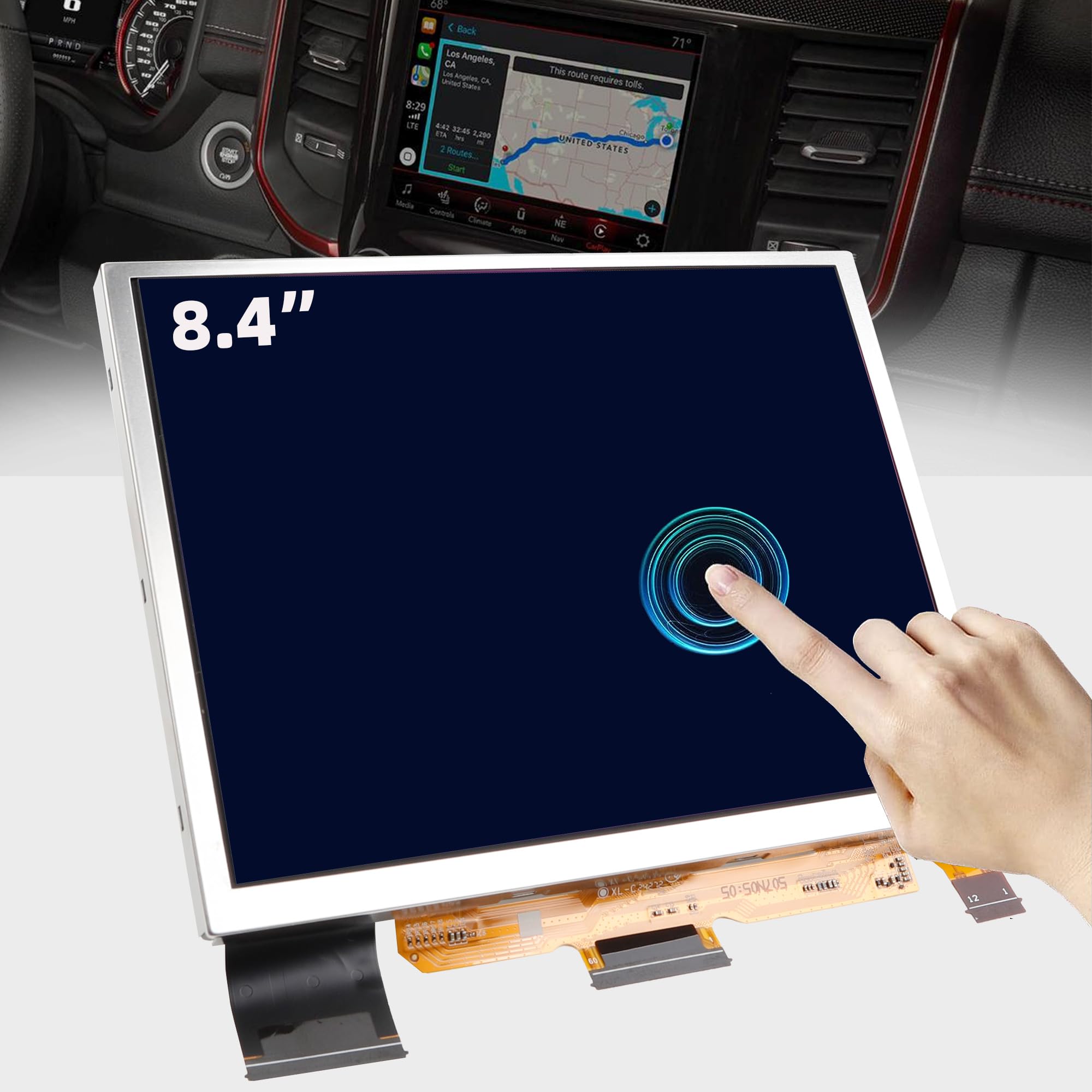Photo 1 of ***MISSING PARTS AND MISSING INSTRUCTIONS*** Dasbecan TDO-XGA084 Upgraded 8.4" Uconnect Touch Screen 4C UAQ LCD Monitor Radio Navigation Compatible with Dodge Ram Chrysler Charger Jeep Cherokee 2018-2023, Anti-Blue Light Screen
