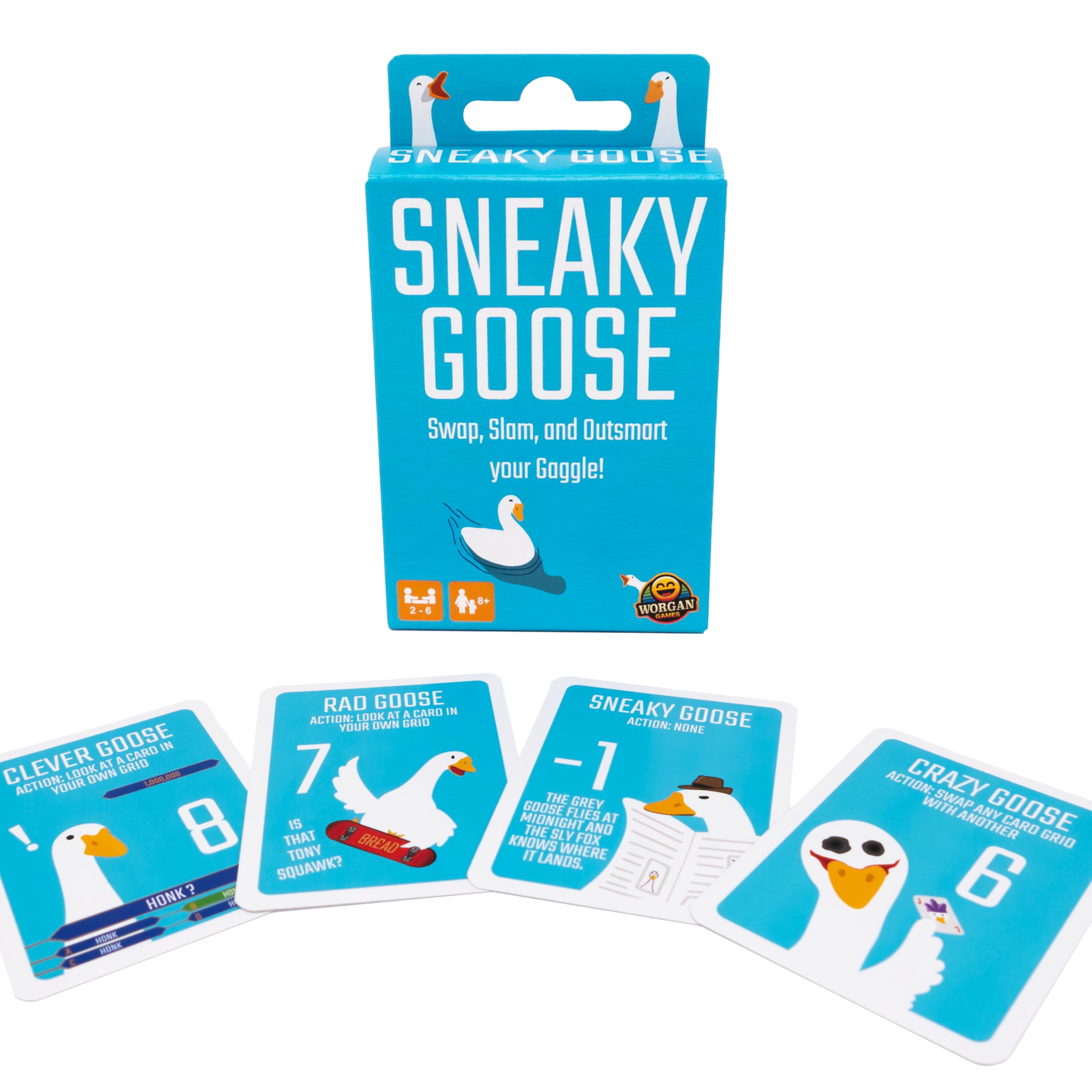 Worgan Games Sneaky Goose: Quick Thinking Memory Game for Kids, Teens & Adults - Travel Size - 2-6 Players - Ages 8+