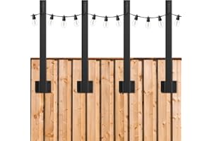 AILBTON 4 Pack Suspension Outdoor String Light Poles for Outside String Lights Hanging,with Clip and Holder,Light Post Mounting Stand for Patio Fence Wall Garden Backyard Deck