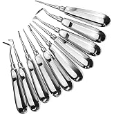 DEXA DENTAL Root Elevator Set &ndash; Luxating Periotome, Apical Molt Osteotome, Root Extraction Instruments, Professional Oral Implant Tools - 10 Pcs