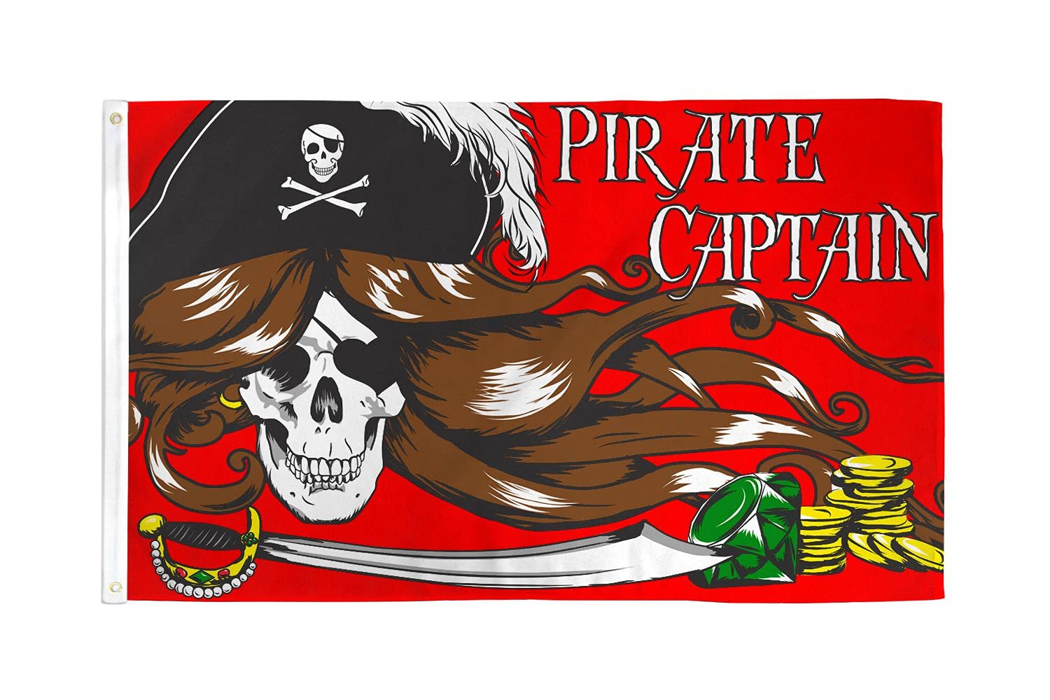 AZ FLAG - Pirate Captain Woman Flag - 3x5 Ft - 100D Polyester Skull Pirates Banner with Two Metal Grommets - Fade Resistant - Vivid Colors - 3' x 5' Feet - 150x90 Cm