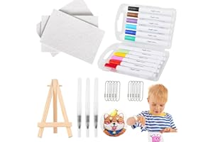 EISNZLAN Magic Foam Texture Painting Kit,Puffy Paint,3D Drawing Magic Canvas Sponge, Foam Texture Blank Painting Paper,DIY Bubble Drawing Pens,Art Supplies (Rectangle-Set)