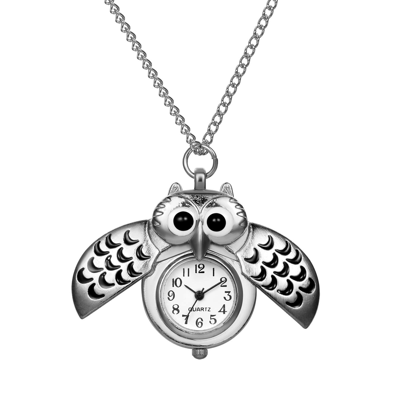 Avaner Pocket Watch Unique Vintage Owl Pocket Watches Retro Bronze Pendant Necklace Chain Gift for Girls Boys Kids