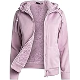Reebok Womens Fleece Jacket - Warm Lightweight Faux Fur Sherpa Lined Zip Up Hoodie - Soft Hooded Winter Jackets for Women