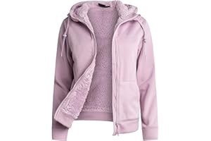 Reebok Womens Fleece Jacket - Warm Lightweight Faux Fur Sherpa Lined Zip Up Hoodie - Soft Hooded Winter Jackets for Women