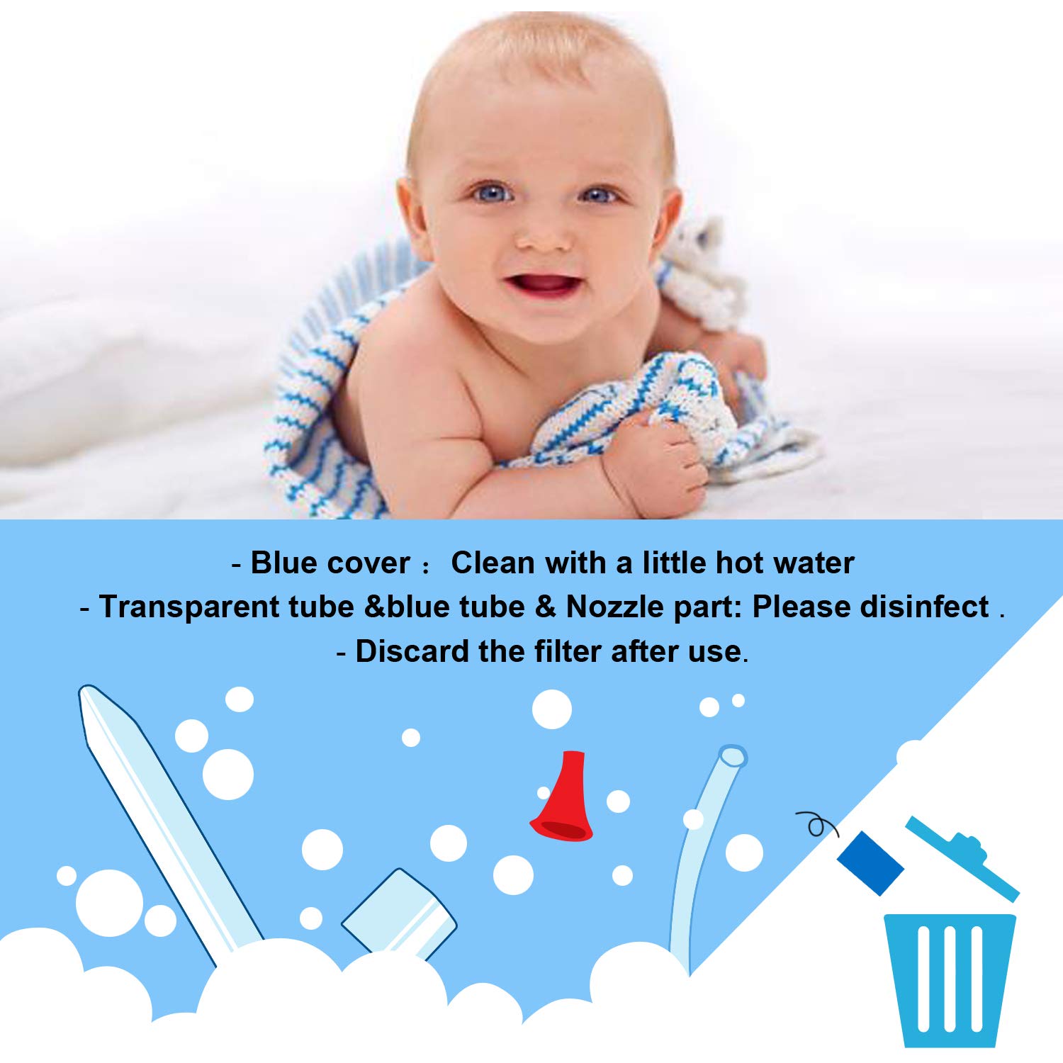 Premium Baby Nasal Aspirator,Removable and Replaceable Head,Hospital Grade Silicone Soft Silicone, Non-Irritation ,fast and Reusable