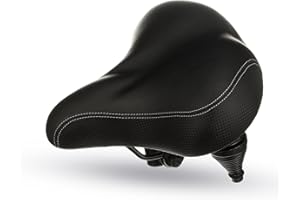 Bikeroo Extra Wide Replacement Saddle - Fits Indoor & Outdoor Bicycles - Steel Spring & Elastomer Suspension - Center Cutout - Memory Foam
