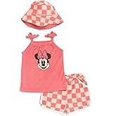 Disney Baby Girls Loop Terry Tank Top, Shorts and Hat 3 Piece Outfit Set Newborn to Infant Sizes (0–24 Months)