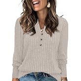 Womens Plus Size Tops Long Sleeve Button Down Shirts Casual Sweaters L-4XL