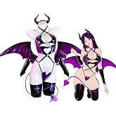 KORURACLUB Succubus Costume PU Devil Cosplay Lingerie Set | Devil Lingeries，Women's Exotic Costumes，Faux Leather Lingerie，Demon Costume，Gothic Lingerie，Wing Costume，Halloween Costume