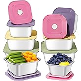 8-Piece Stainless Steel Food Storage Containers Set with 4 Colorful Lids – Airtight & Leakproof for Meal Prep, Lunch, Leftovers – BPA-Free, Dishwasher Safe – Durable Kitchen & Office Organizers