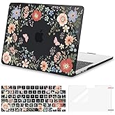 MOSISO Compatible with MacBook Air 13 inch Case 2026 2025 2024-2022 M4 A3240 M3 A3113 M2 A2681, Lush Floral Hard Shell&Keyboard Cover&Screen Protector for MacBook Air 13.6 inch Case, Black
