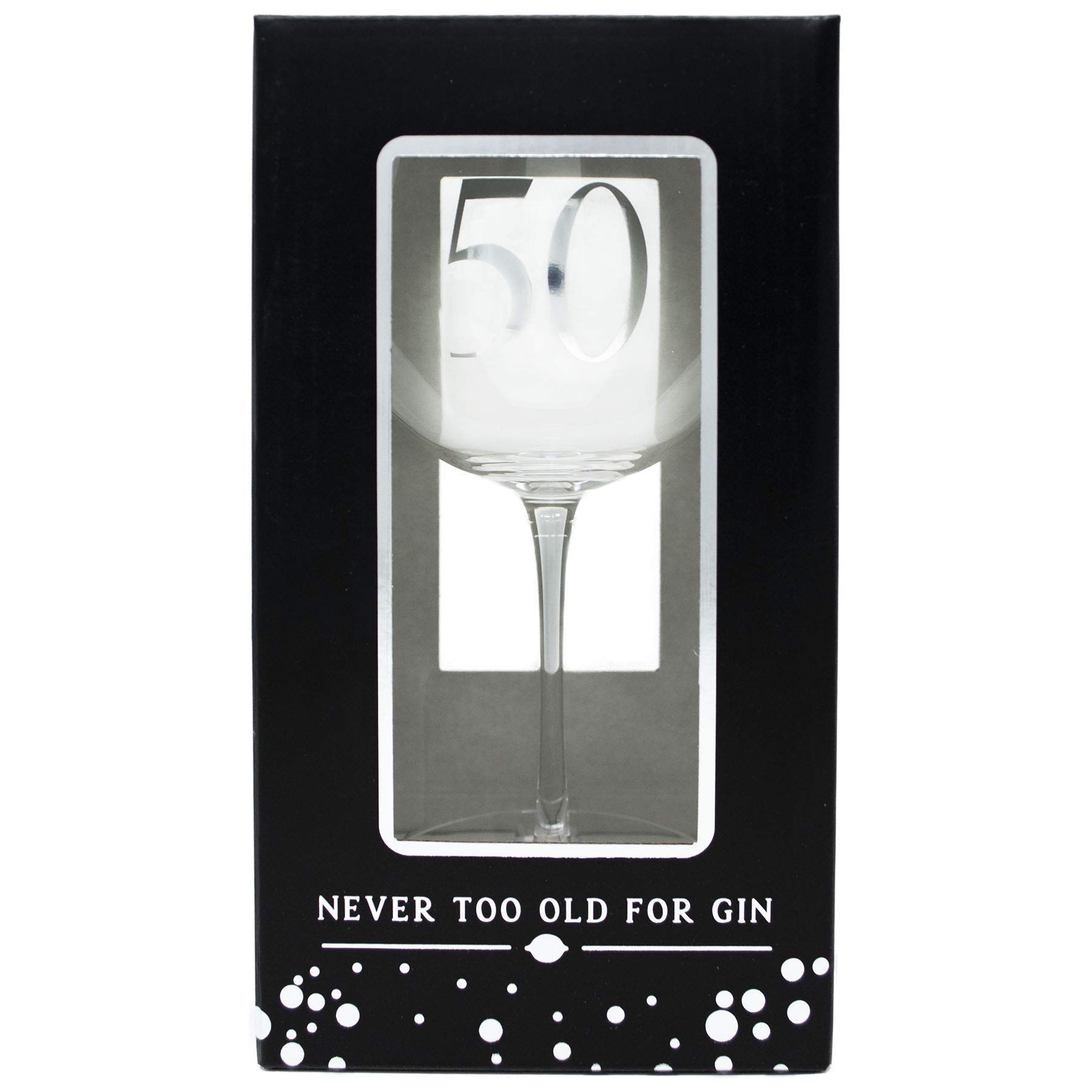 Never Too Old for Gin 50th Birthday Copa Gin and Tonic Cocktail Balloon Glass Gift Box