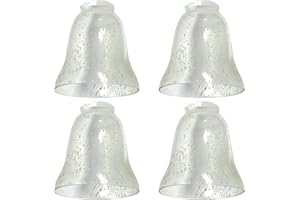 Dysmio Ceiling Fan Light Covers, Ceiling Fan Globes Replacement Glass, Light Fixture Replacement Glass,Clear Seeded Height: 5.25", Depth: 4.81", Width: 4.81", Fitter Size 2.25", Pack of 4
