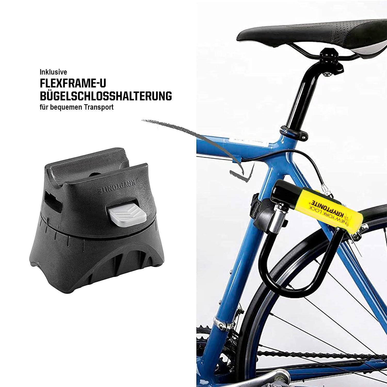 Kryptonite New York Standard Bügelschloss - Sicherheitsgrad 9/10, Anti-Diebstahl Fahrradschloss Hohe Sicherheit mit Transporthalterung und 3 Schlüsseln - 10,2 cm x 20,3 cm 5