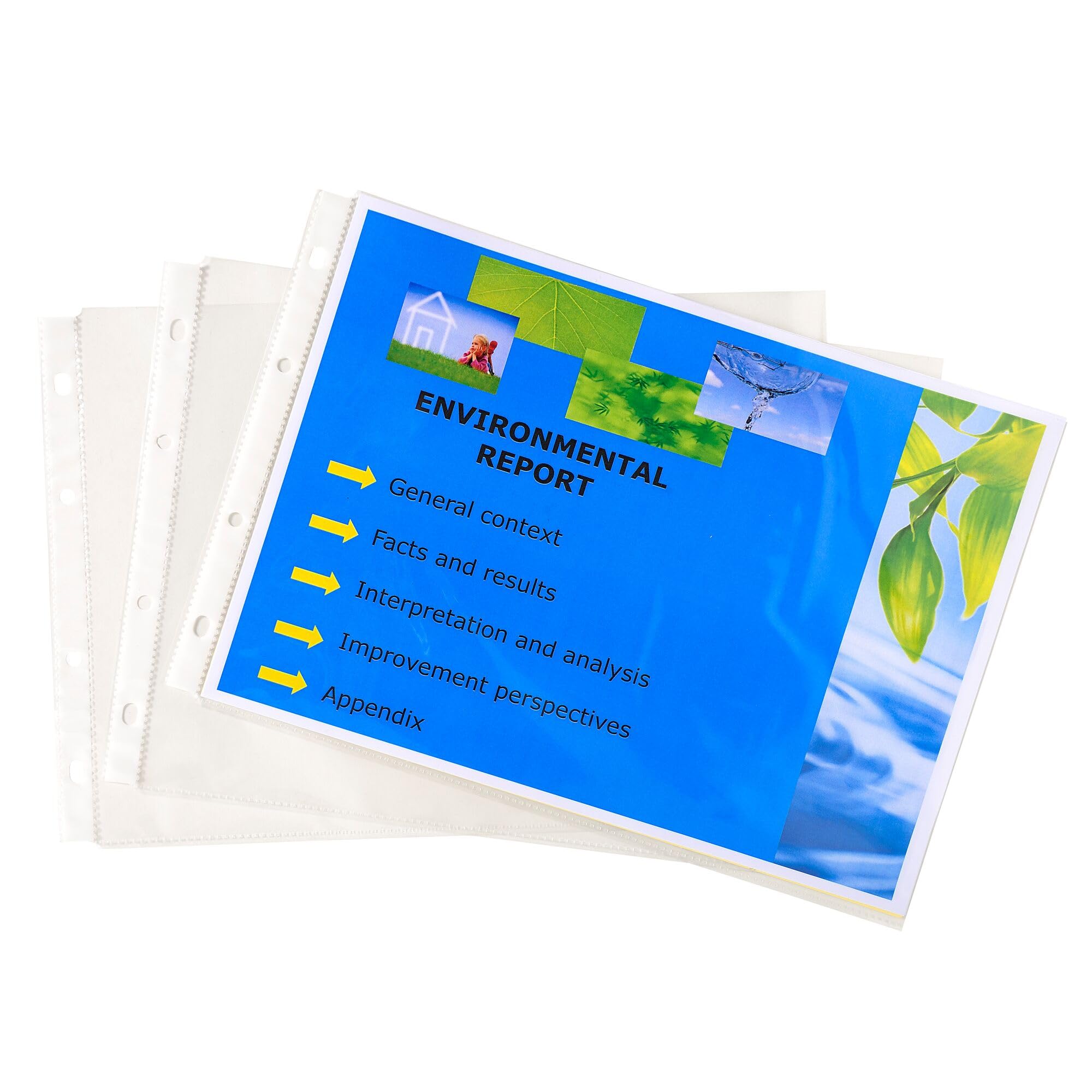 Exacompta - Ref 5734E - Exactive - PP Punched Pockets - Suitable for A4 Documents, Landscape Orientation, 0.55mm Polypropylene, Pre-Punched Left Tabs - Bag of 20