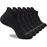 LITERRA Mens Ankle Socks 6 Pack Low Cut Athletic Running Cushioned Tab Socks