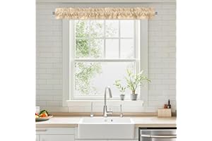 XWZO Sleeve Topper with Top Bottom Ruffle Sleeves Valances Home Décor Window Treatment Bedroom Nursery Kitchen Window Curtain Header, 58" x 5",1 Piece, Plain-Beige