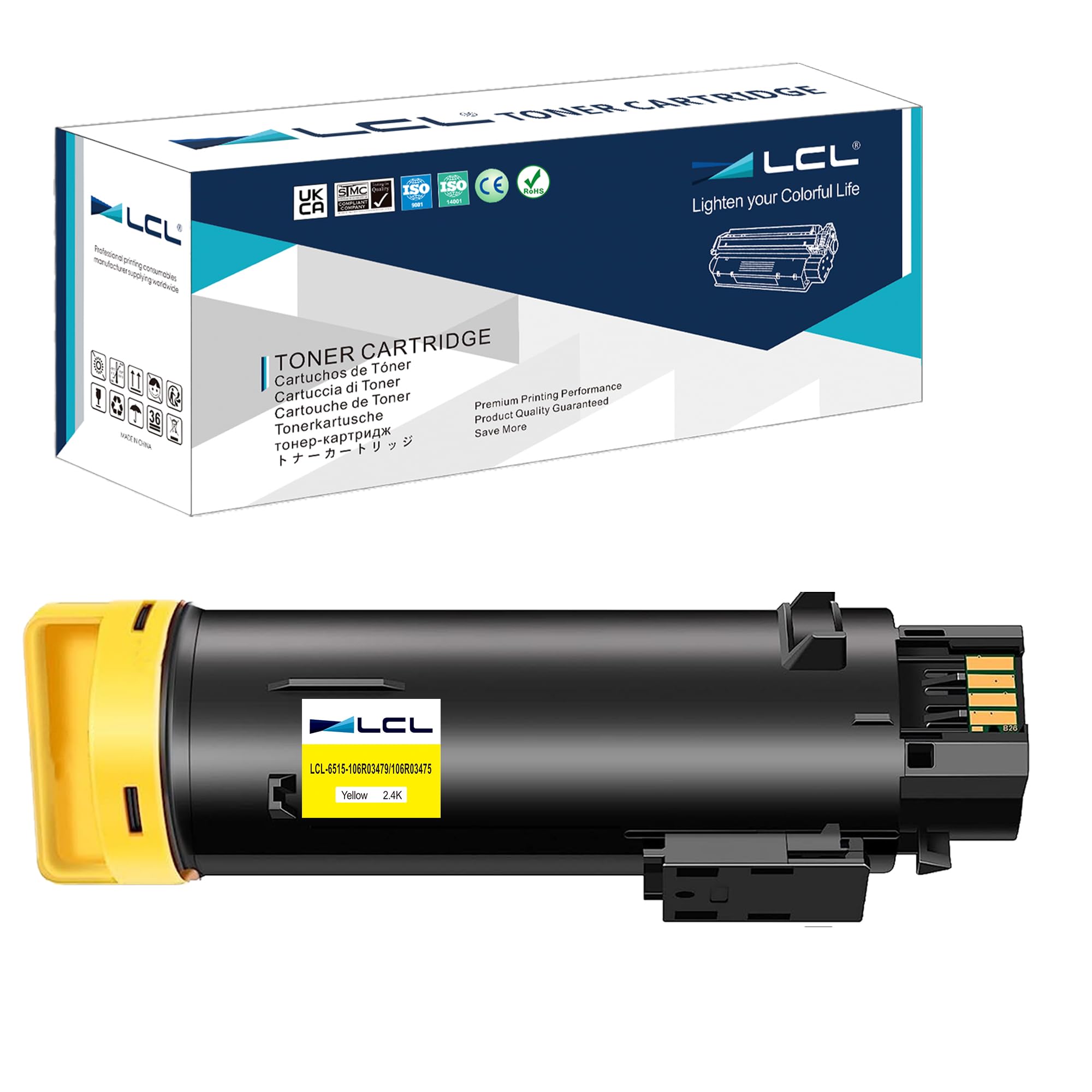 LCL 6510 6515 Toner Cartridge Replacement for Xerox 6515 6510 6515DNI 6515DNW 6515N 6515NW Replacement for Xerox 106R03479 106R03475 2400PAGES (1 Yellow)