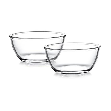 Cello Ornella Glass Mixing Bowl Set, 750ml, Set of 2, Clear