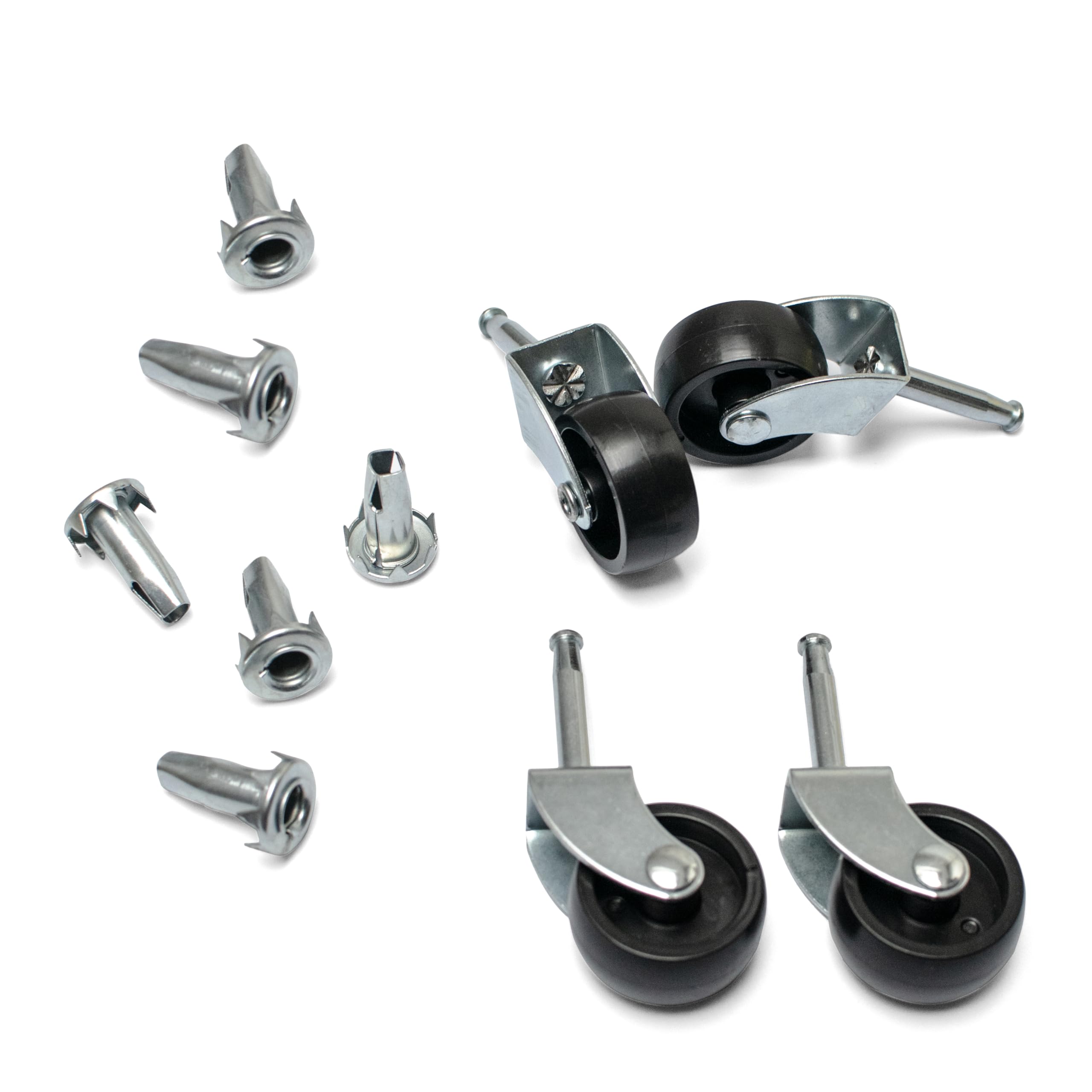 Premium Heavy Duty Swivel Castor Wheels with Sockets for Trolley, Furniture and Divan Beds - Durable Hard Plastic with Extra Sockets Included (Single Wheel 4 Pack)