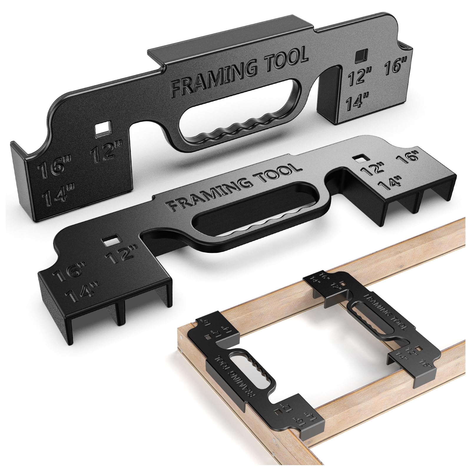 Photo 1 of (2PCS) 3 in 1 Metal Framing Tools,16 Inch on Center Framing Layout Tool,Cast Aluminum Framing Spacing Tool,Measurement Framing Jig for Walls,Roofs,Floors or Ladders