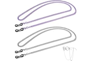 Nivofu 2pcs Glasses Chains, 75.5cm Metal Glasses Strap, Stylish Eyeglasses Chain for Men Women Girls Sunglasses