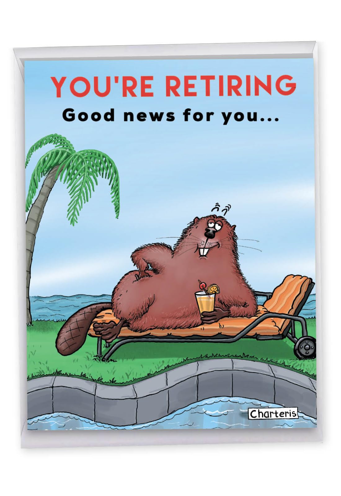 NobleWorks - Dam Shame - Cute Beaver Retirement Card for Coworker, Employee, Teacher - Group Notecard with Envelope (8.5 x 11 Inch) J7267RTG-US