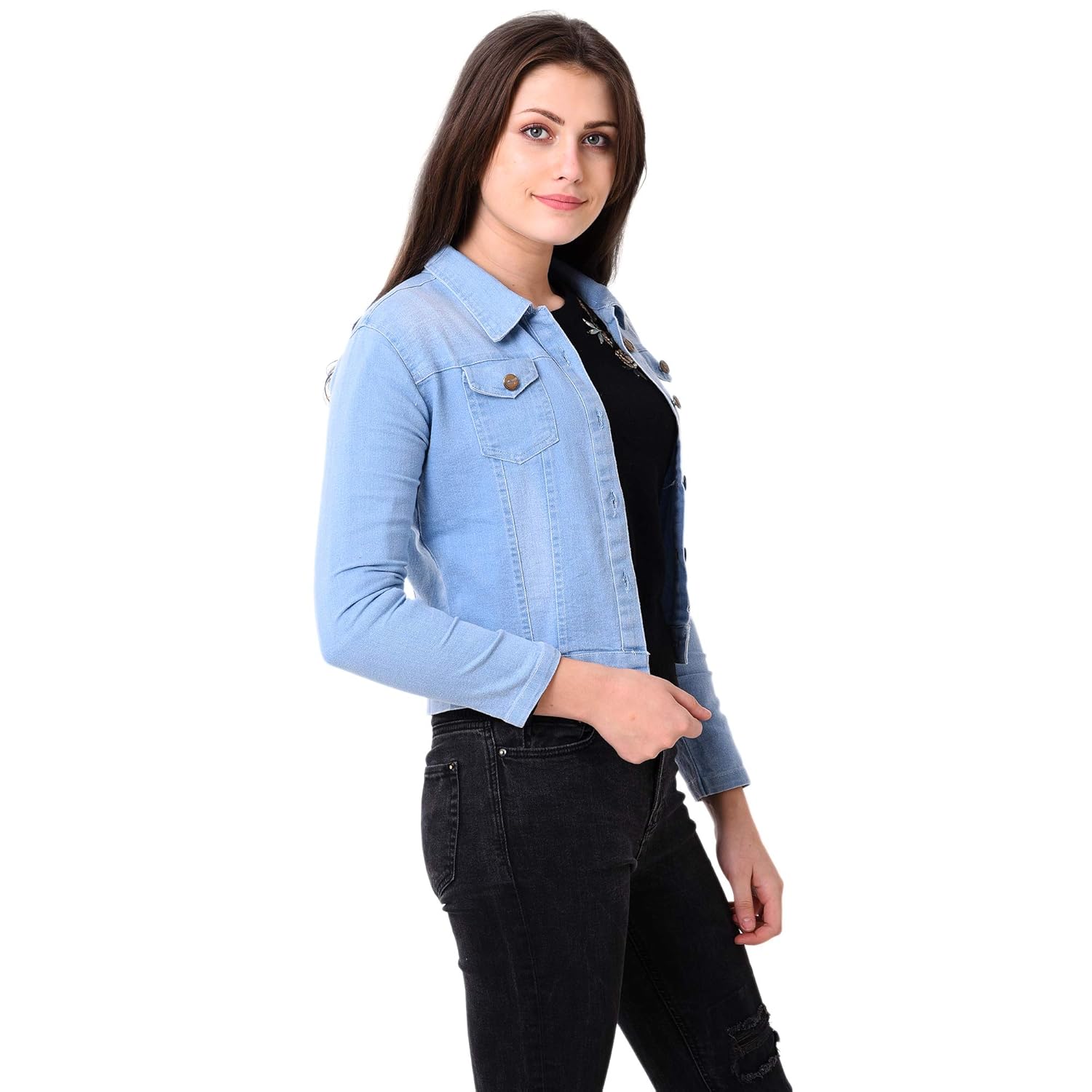 c.cozami full sleeves solid women denim jacket
